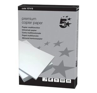 5 Star Premium Copier Paper A4 90gsm White Ream-Wrapped (Pack of 2500)