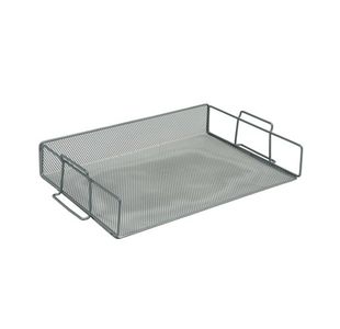 5 Star Office Mesh Letter Tray Scratch Resistant Stackable Side Load Landscape Foolscap Silver