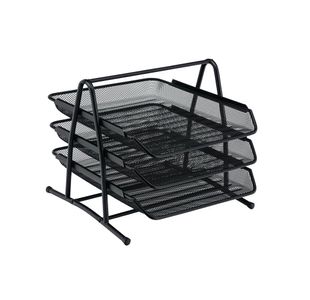 5 Star Mesh Letter Tray 3 Tier Scratch Resistant Stackable Front Load Portrait Foolscap Black 288102