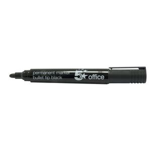 5 Star Office Permanent Marker Xylene/Toluene-free Smear Proof Bullet Tip Black (Pack of 12)