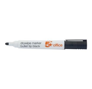 5 Star Office Drywipe Marker Xylene/Toluene-free Bullet Tip 3mm Line Black (Pack of 12)