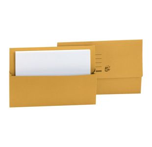 5 Star Office Document Wallet Half Flap 250gsm Recycled Capacity 32mm Foolscap Yellow (Pack of 50)