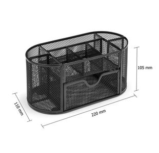 5 Star Office Desk Organiser Mesh Scratch Resistant with Non Marking Rubber Pads Black