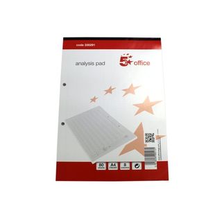 5 Star Office Analysis Pad 8 Cash Column 80 Sheets A4