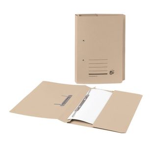 5 Star Office Transfer Spring Pocket File Recycled Mediumweight 285gsm Foolscap Buff (Pack of 25)