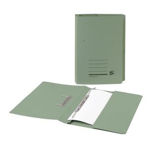 5 Star Office Transfer Spring Pocket File Recycled Mediumweight 285gsm Foolscap Green (Pack of 25)