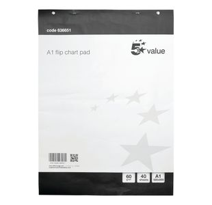 5 Star Flipchart Pad Perforated 40 Sheets A1 (Pack of 5)
