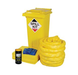 5 Star 120 Litre Chemical Spill Kit in Wheelie Bin Yellow FS636942