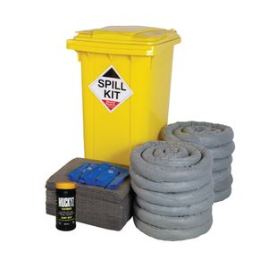 5 Star Gel Pup Spill Kit in a Yellow Wheelie Bin 240L Grey FS637024