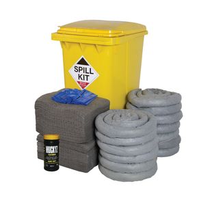 5 Star Gel Pup Spill Kit in a Yellow Wheelie Bin 240L Grey FS637185