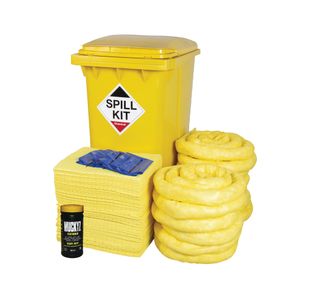 5 Star 360 Litre Chemical Spill Kit in Wheelie Bin Yellow FS637260
