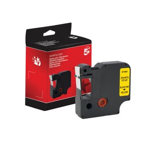 Five Star Non-OEM Replacement for Dymo 45018 Black on Yellow 12mm x 7m FS671601