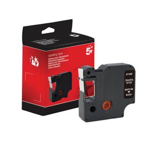 Five Star Non-OEM Replacement for Dymo 45021 White on Black 12mm x 7m FS671697