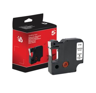 Five Star Non-OEM Replacement for Dymo 18444 Black on White 12mm x 5.5m FS671924