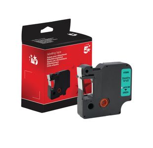 Five Star Non-OEM Replacement for Dymo 45019 Black on Green 12mm x 7m FS672095