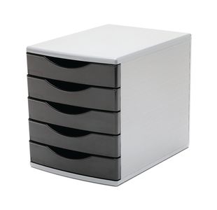 5 Star 5 Drawer Tower 300mm 5x60mm Black/Grey FS676765