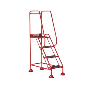 5 Star UK Domed Feet Anti-Slip 4 Tread Steps Red FS687662