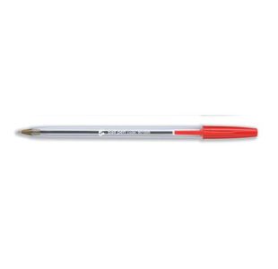5 Star Office Ball Pen Clear Barrel Medium 1mm Tip 0.4mm Line Red (Pack of 50)