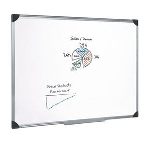 5 Star Office Whiteboard Drywipe Magnetic with Pen Tray and Aluminium Trim 1800x1200mm