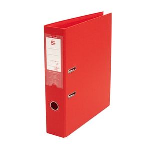 5 Star Office Premium Polypropylene Lever Arch File Foolscap Red (Pack of 10)