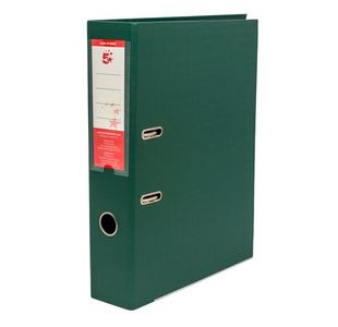 5 Star Office Premium Polypropylene Lever Arch File Foolscap Green (Pack of 10)