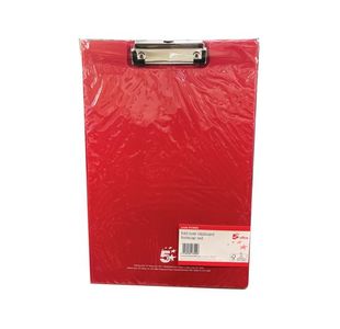 5 Star Office Fold-over Clipboard with Front Pocket Foolscap Red