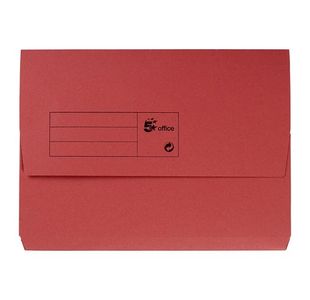 5 Star Office Document Wallet Half Flap 285gsm Recycled Capacity 32mm A4 Red (Pack of 50)