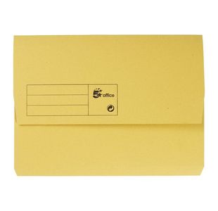 5 Star Office Document Wallet Half Flap 285gsm Recycled Capacity 32mm A4 Yellow (Pack of 50)
