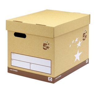5 Star Superstrong Archive Storage Box/Lid Self-Assembly 313x415x326mm Sand (Pack of 10)