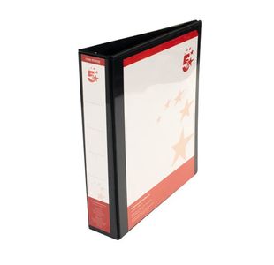 5 Star Office A4 Presentation Ring Binder Polypropylene 38mm 4D-Ring Black (Pack of 10)