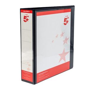 5 Star Office A4 Presentation Ring Binder Polypropylene 50mm 4D-Ring Black (Pack of 10)