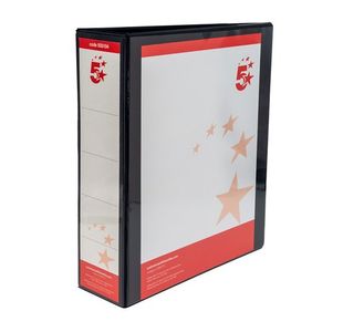 5 Star Office A4 Presentation Ring Binder Polypropylene 65mm 4D-Ring Black (Pack of 10)