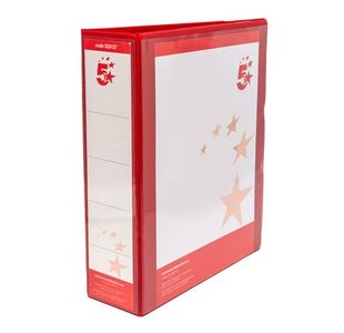 5 Star Office A4 Presentation Ring Binder Polypropylene 65mm 4D-Ring Red (Pack of 10)