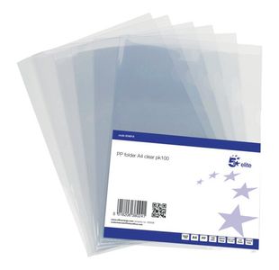 5 Star Folder Cut Flush PVC Top and Side Opening 135 Micron A4 Glass Clear (Pack of 100)