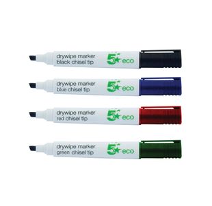 5 Star Drywipe Marker Chisel Tip 2-5mm Line Chlorine-free Assorted (Pack of 4) 938144