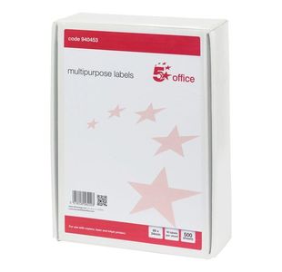 5 Star Office Multipurpose Labels Laser Copier Inkjet 99x34mm White (Pack of 8000)