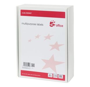 5 Star Multipurpose Labels Laser Copier Inkjet 64x38mm White (Pack of 10500)