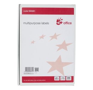 5 Star Multipurpose Labels Laser Copier Inkjet 200x288mm White (Pack of 500)