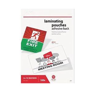 5 Star Adhesive Back Laminating Pouches Glossy 2x75 150 Micron A4 (Pack of 100)