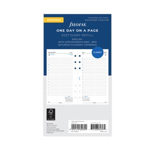 Filofax Refill Day Per Page Personal White 2027 27-68441