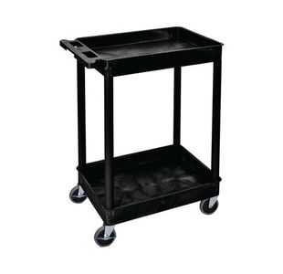 Multipurpose 2 70mm Deep Tray Trolley 150kg Capacity Black GI927L