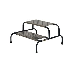 Climb-It Wide Work Steps with Chequer Plate 2 Tread and Platform Silver SWW02C