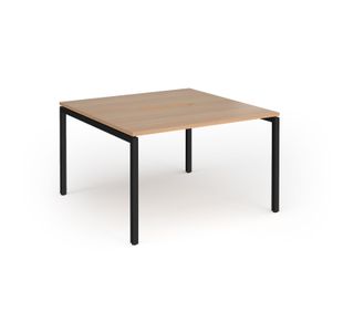 Connex Goal-Post 1200 x 1200 x 725mm Back to Back Desk (2 x 1200mm) - Black Frame / Beech Top