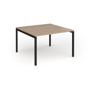 Connex Goal-Post 1200 x 1200 x 725mm Back to Back Desk (2 x 1200mm) - Black Frame / Kendal Oak Top