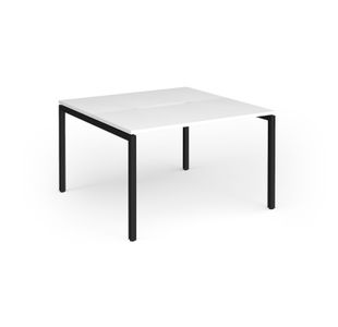 Connex Goal-Post 1200 x 1200 x 725mm Back to Back Desk (2 x 1200mm) - Black Frame / White Top