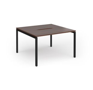 Connex Goal-Post 1200 x 1200 x 725mm Back to Back Desk (2 x 1200mm) - Black Frame / Walnut Top
