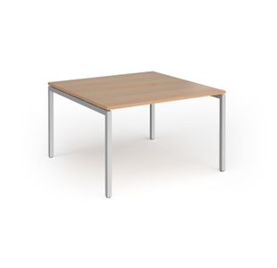 Connex Goal-Post 1200 x 1200 x 725mm Back to Back Desk (2 x 1200mm) - Silver Frame / Beech Top