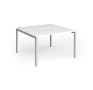 Connex Goal-Post 1200 x 1200 x 725mm Back to Back Desk (2 x 1200mm) - Silver Frame / White Top