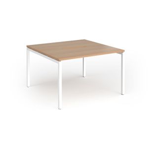 Connex Goal-Post 1200 x 1200 x 725mm Back to Back Desk (2 x 1200mm) - White Frame / Beech Top