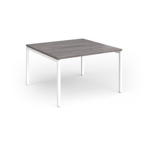Connex Goal-Post 1200 x 1200 x 725mm Back to Back Desk (2 x 1200mm) - White Frame / Grey Oak Top